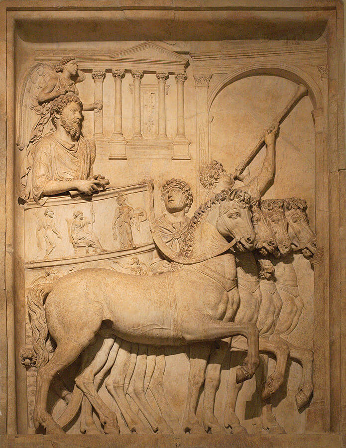 xample of Roman triumph art. Bas relief from Arch of Marcus Aurelius triumph. 