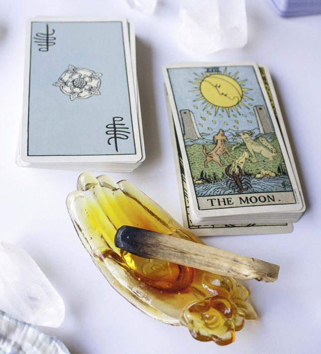 Cleansing Tarot Cards with Incense Palo Santo