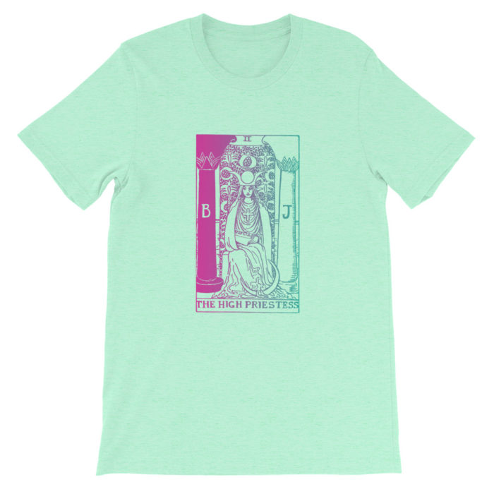 The High Priestess Tarot Card Pastel Aesthetic T-shirt Green