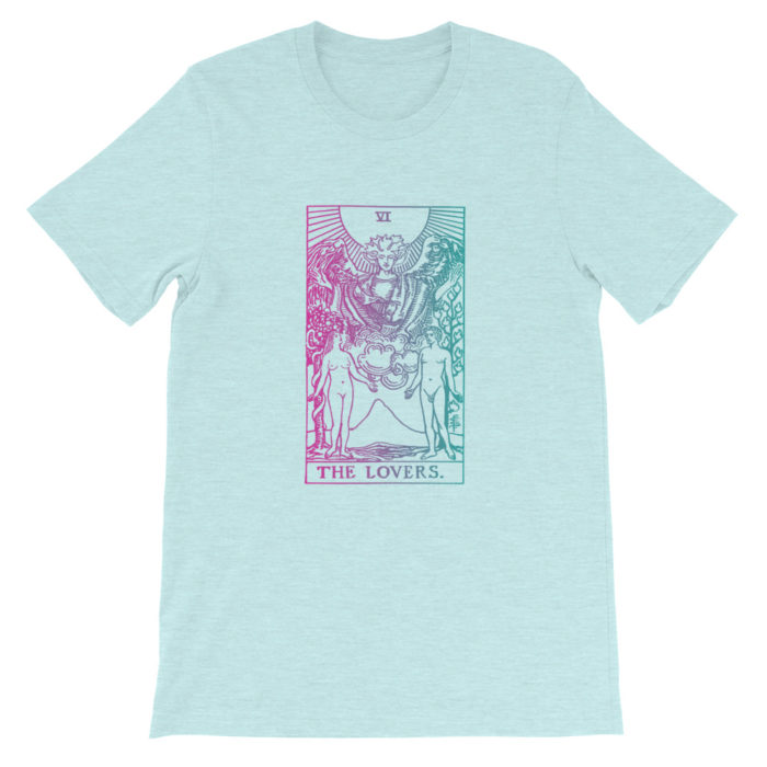 The Lovers Tarot Card Pastel Aesthetic T-shirt Blue