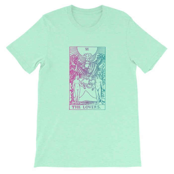 The Lovers Tarot Card Pastel Aesthetic T-shirt Green