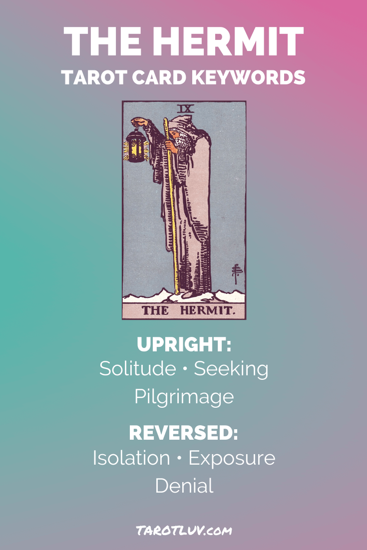 The Hermit Tarot Card Keywords - Upright and Reversed