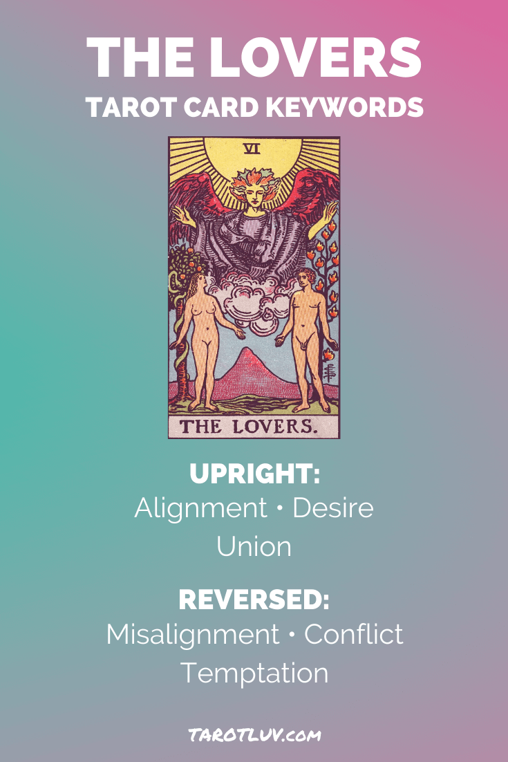 The Lovers Tarot Card Keywords - Upright and Reversed